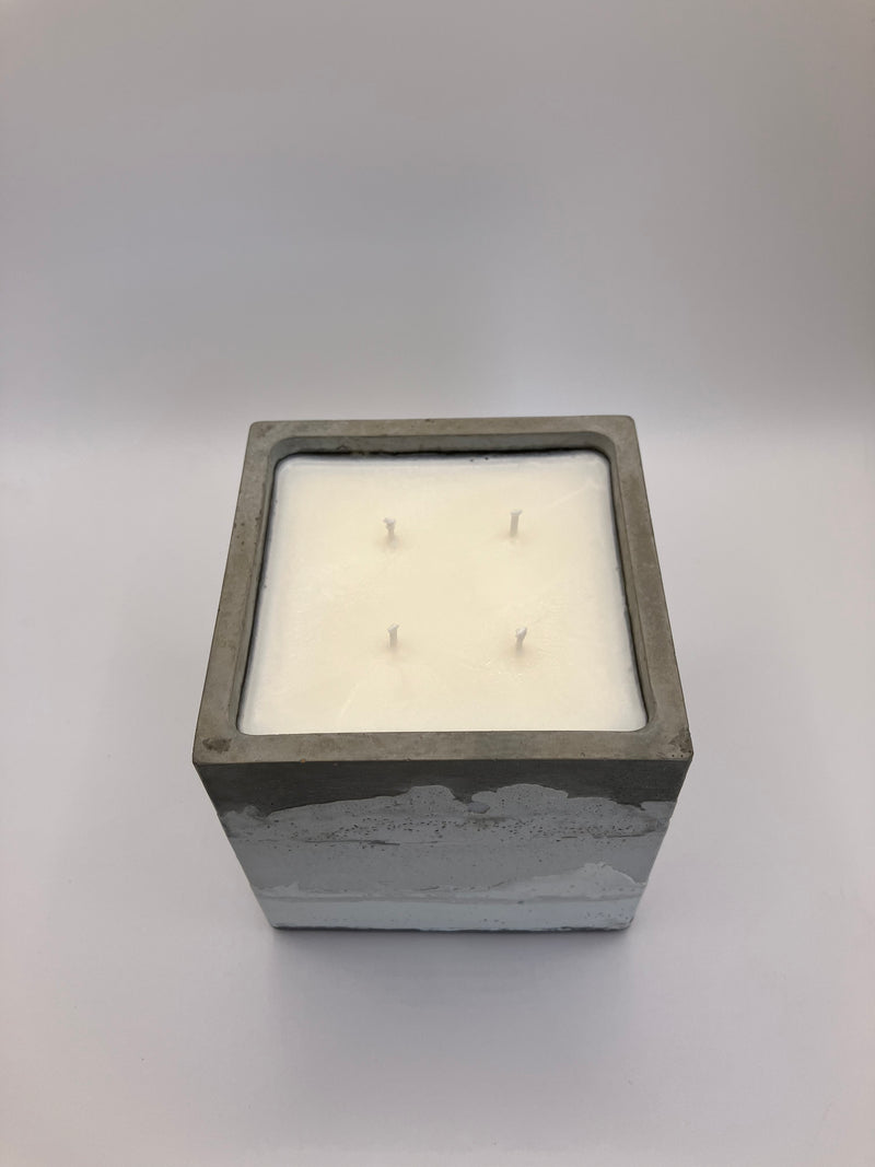 Large 4"X4" Grey Mountain Clouds Natural 4 Wick Soy Candle