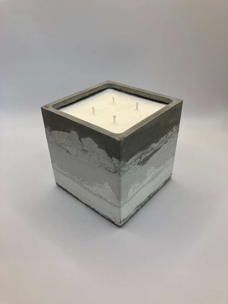 Large 4"X4" Grey Mountain Clouds Natural 4 Wick Soy Candle