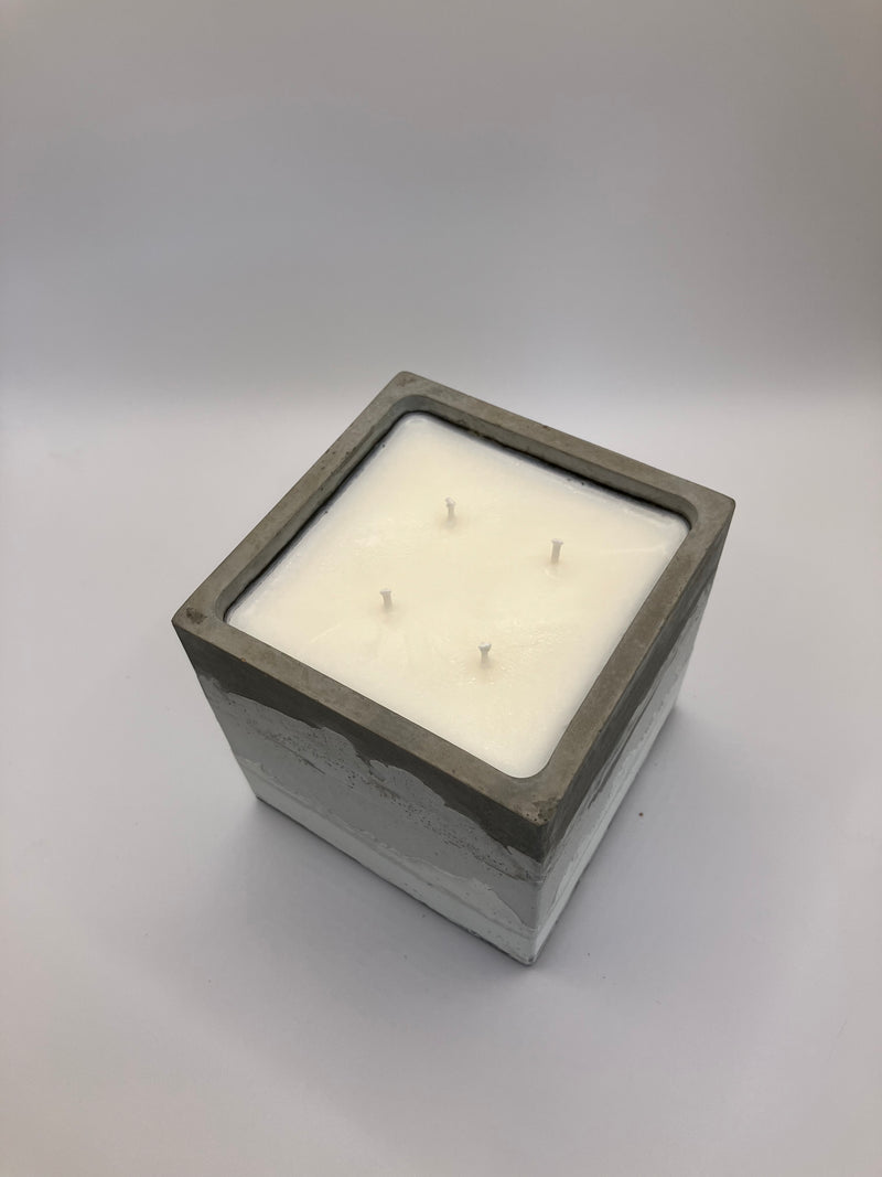 Large 4"X4" Grey Mountain Clouds Natural 4 Wick Soy Candle