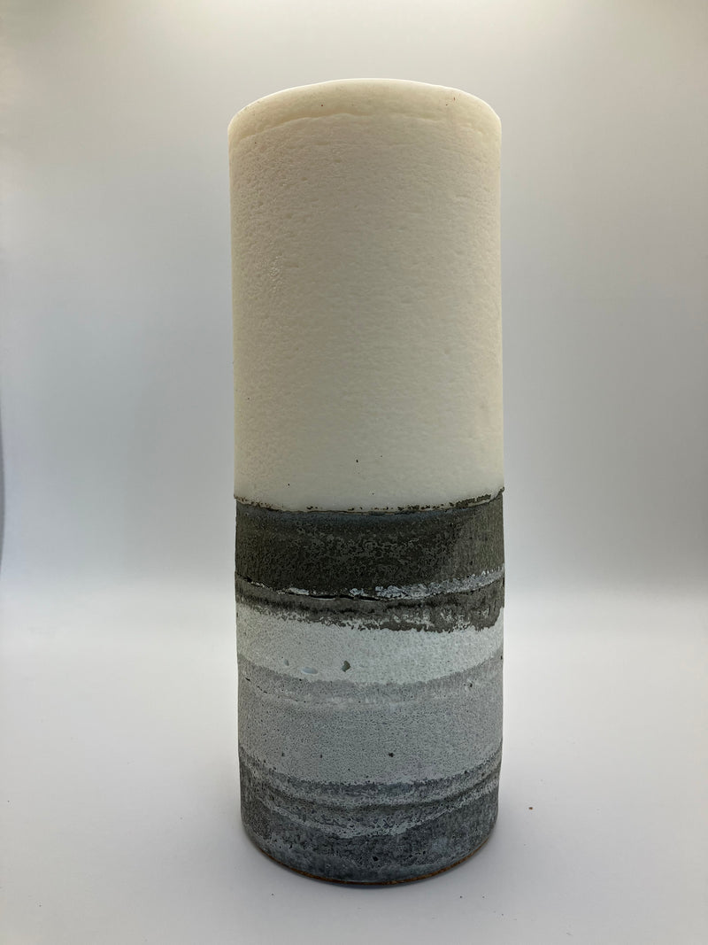 Large 7.75" Pillar Grey & White Natural Soy Candle