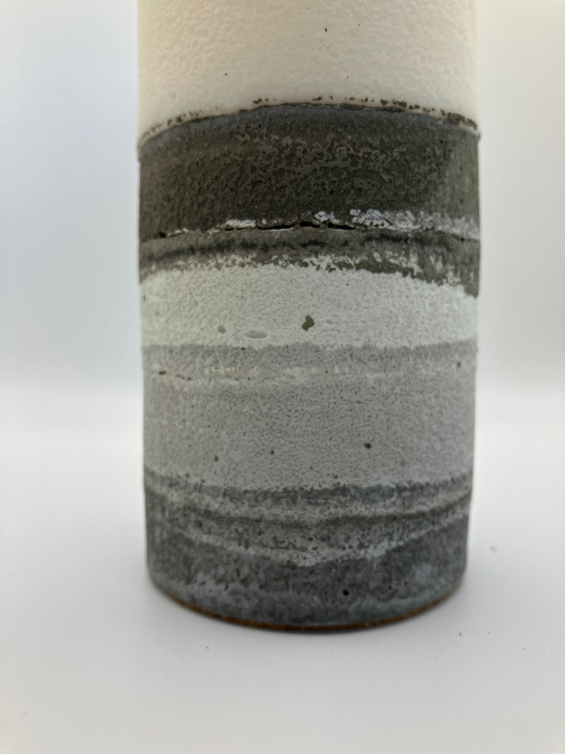 Large 7.75" Pillar Grey & White Natural Soy Candle