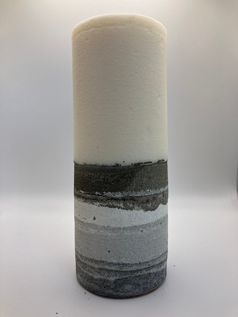 Large 7.75" Pillar Grey & White Natural Soy Candle