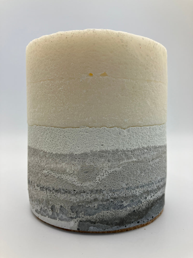 Small 3.25" Pillar Grey & White Natural Soy Candle