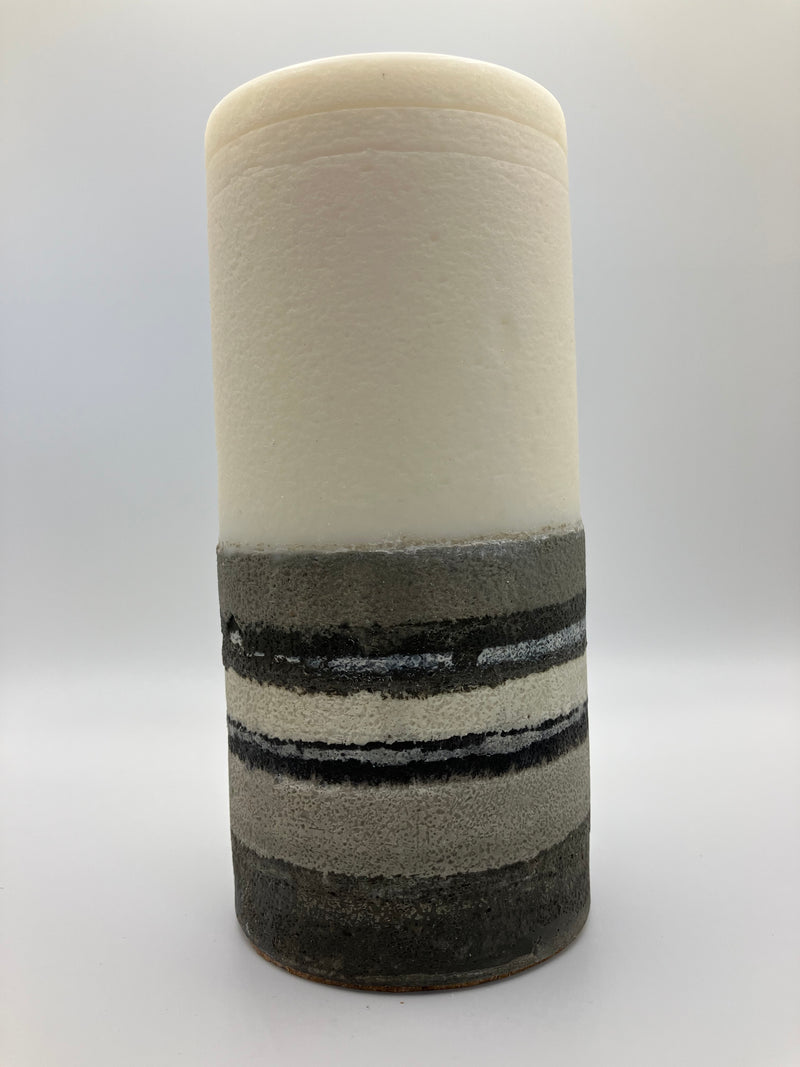 Medium 6.5" Pillar Grey & White Natural Soy Candle