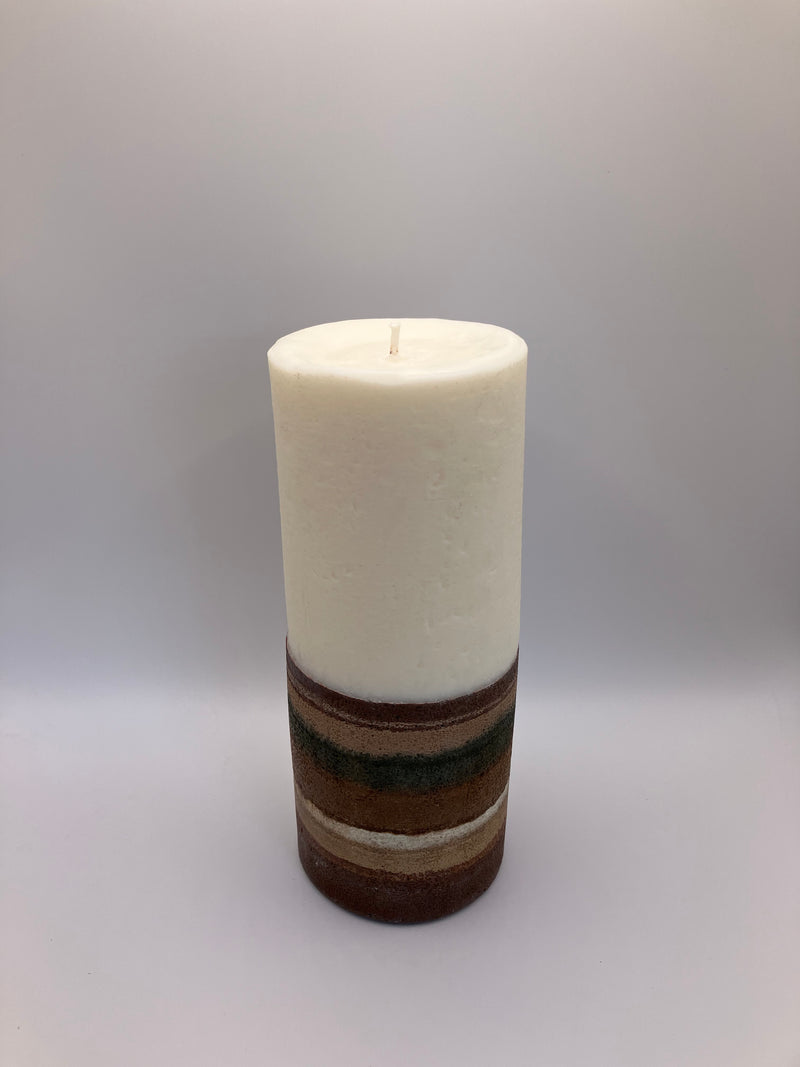 Large 7.5" Pillar Brown & Tan Natural Soy Candle