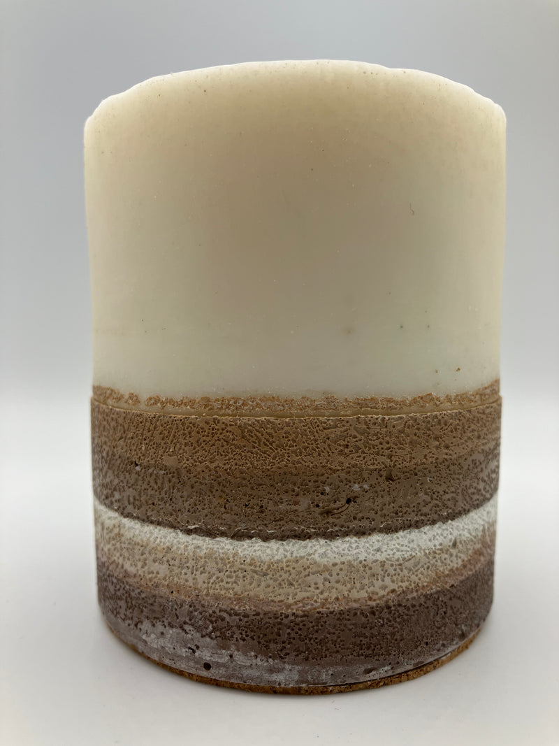 Small 3.5" Pillar Brown & Tan Natural Soy Candle