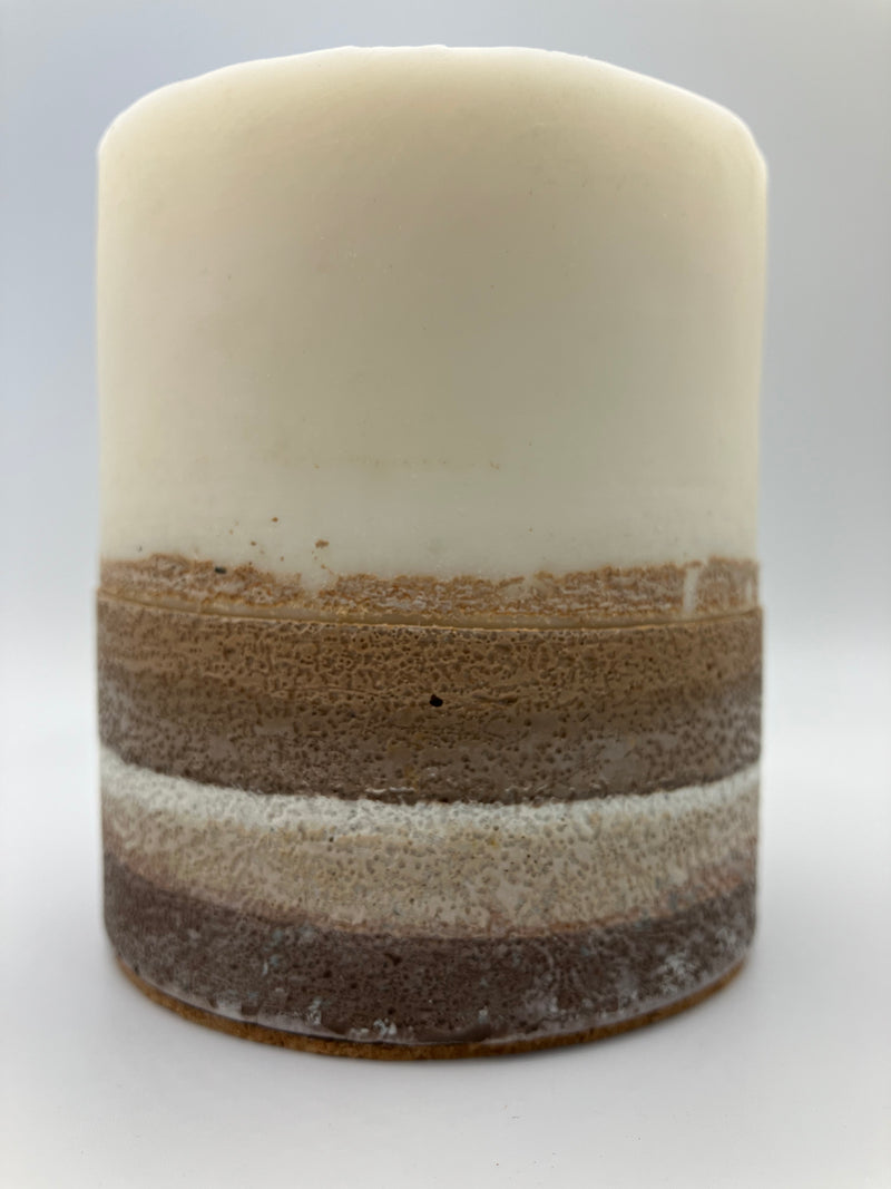 Small 3.5" Pillar Brown & Tan Natural Soy Candle