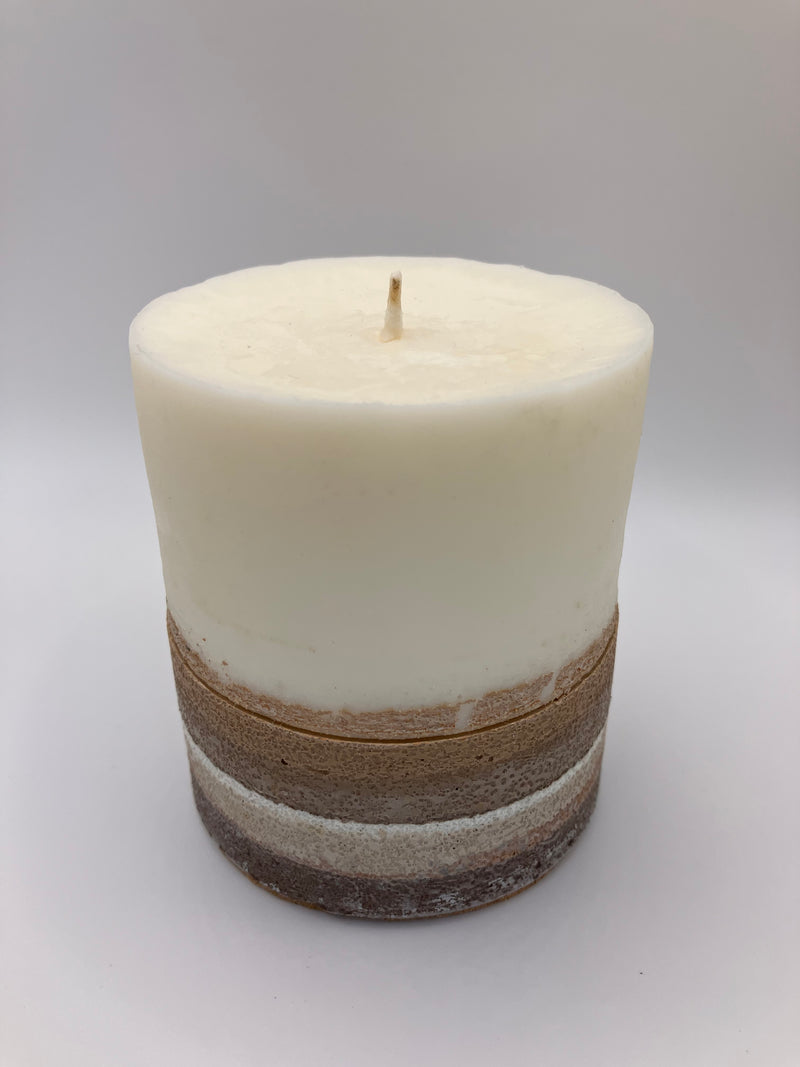 Small 3.5" Pillar Brown & Tan Natural Soy Candle