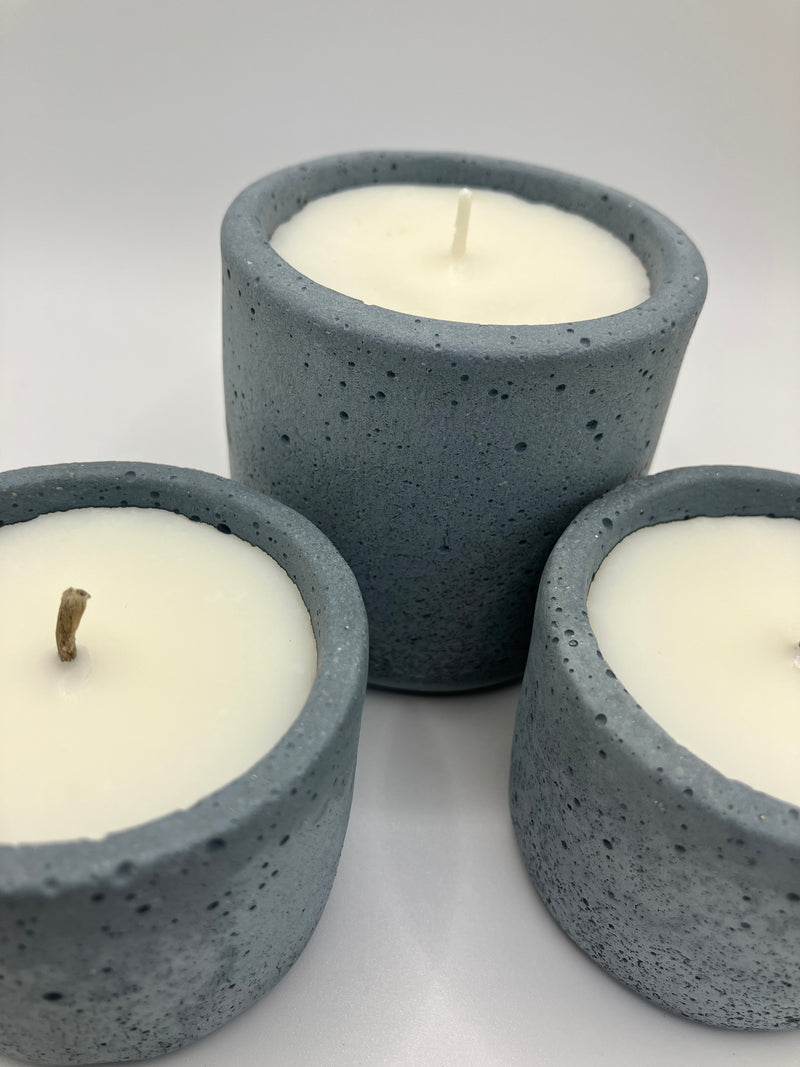 Set of 3 Natural Soy Candles - Fog Blue