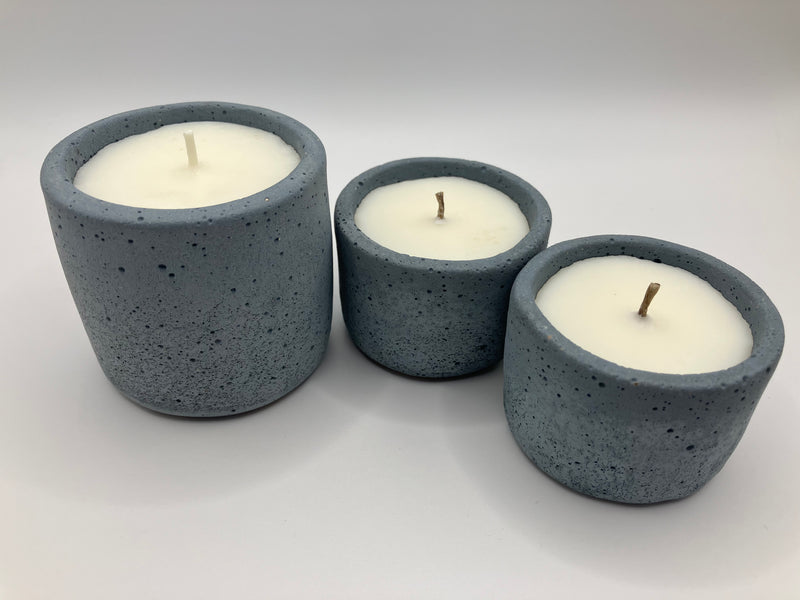 Set of 3 Natural Soy Candles - Fog Blue