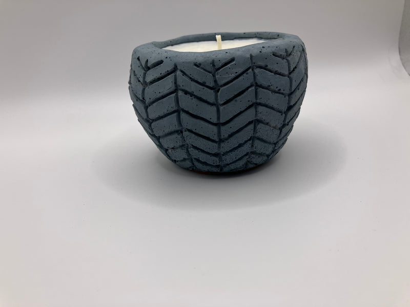 Herringbone Natural Soy Candle - Fog Blue