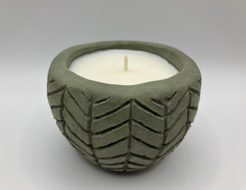 Herringbone Natural Soy Candle - Khaki Green