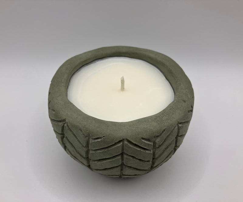 Herringbone Natural Soy Candle - Khaki Green