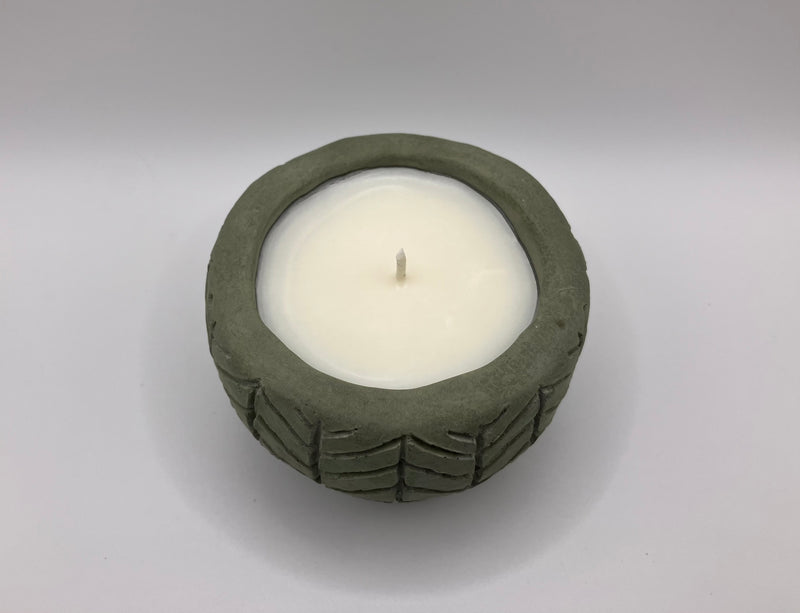 Herringbone Natural Soy Candle - Khaki Green