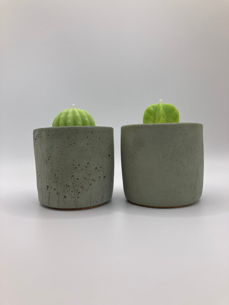 Cactus Small Tumblers - Set of 2 - Natural Soy Candles - Khaki Green