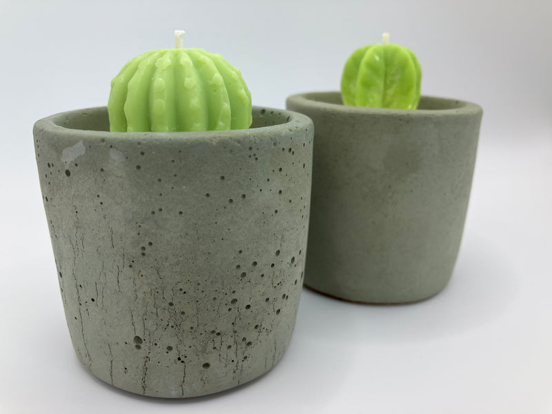 Cactus Small Tumblers - Set of 2 - Natural Soy Candles - Khaki Green