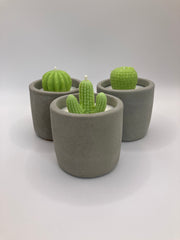 Cactus Small Tumblers - Set of 3 - Natural Soy Candles - Grey