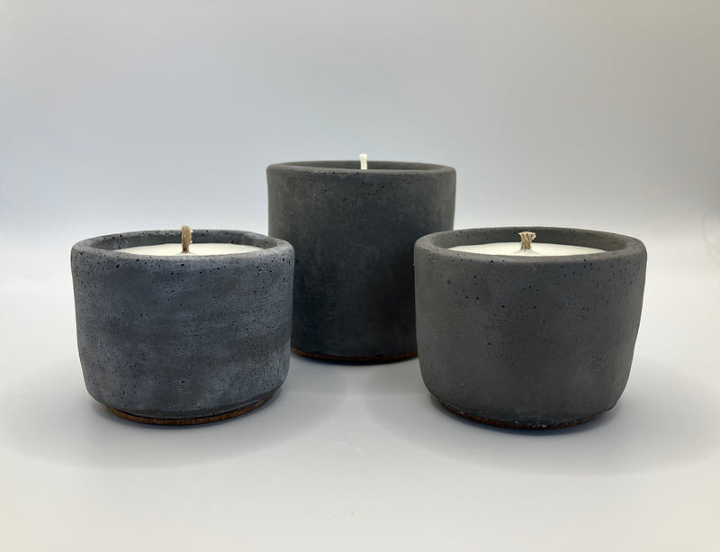 Set of 3 Natural Soy Candles - Charcoal