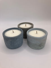 Set of 3 Large Tea Lights - Natural Soy Candles - Blues & Grey