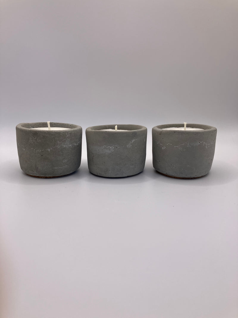 Set of 3 Large Tea Lights - Natural Soy Candles - Grey