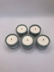 Set of 5 Large Tea Lights - Natural Soy Candles - Coastal Blue, White & Sand