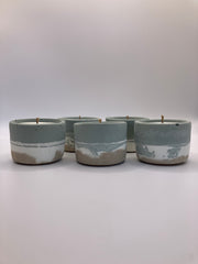 Set of 5 Large Tea Lights - Natural Soy Candles - Coastal Blue, White & Sand