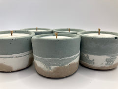 Set of 5 Large Tea Lights - Natural Soy Candles - Coastal Blue, White & Sand