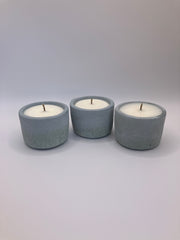 Set of 3 Large Tea Lights - Natural Soy Candles - Rustic Sea Blue