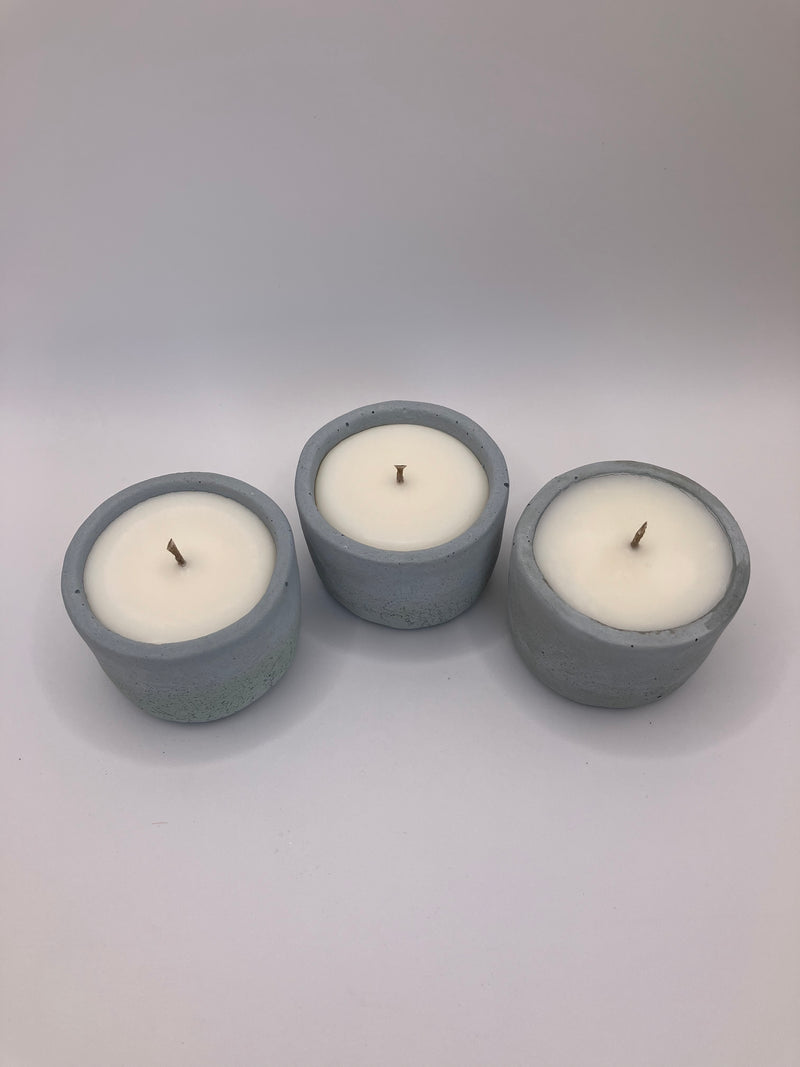 Set of 3 Large Tea Lights - Natural Soy Candles - Rustic Sea Blue