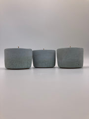 Set of 3 Large Tea Lights - Natural Soy Candles - Rustic Sea Blue