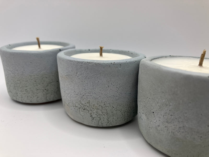 Set of 3 Large Tea Lights - Natural Soy Candles - Rustic Sea Blue