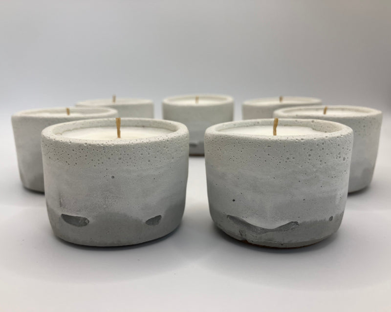 Set of 7 Large Tea Lights - Natural Soy Candles - Gray White Gradient