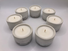 Set of 7 Large Tea Lights - Natural Soy Candles - Gray White Gradient