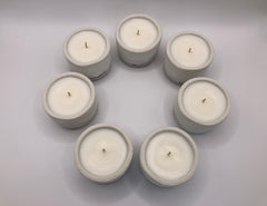 Set of 7 Large Tea Lights - Natural Soy Candles - Gray White Gradient