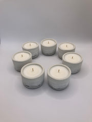 Set of 7 Large Tea Lights - Natural Soy Candles - Gray White Gradient