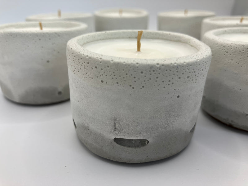 Set of 7 Large Tea Lights - Natural Soy Candles - Gray White Gradient