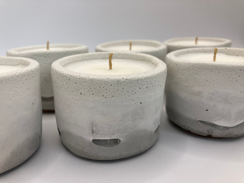 Set of 7 Large Tea Lights - Natural Soy Candles - Gray White Gradient