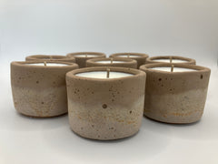 Set of 8 Large Tea Lights - Natural Soy Candles - Rustic Brown & Tan with Orange Flecks