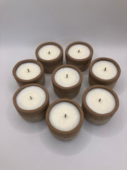 Set of 8 Large Tea Lights - Natural Soy Candles - Rustic Brown & Tan with Orange Flecks