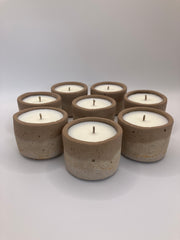 Set of 8 Large Tea Lights - Natural Soy Candles - Rustic Brown & Tan with Orange Flecks