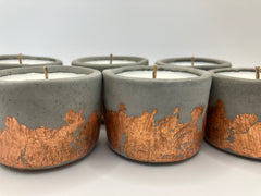 Set of 6 Large Tea Lights - Natural Soy Candles - Copper & Concrete - Gray