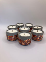 Set of 8 Large Tea Lights - Natural Soy Candles - Metallic Autumn Fall Colors & Concrete