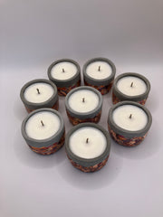 Set of 8 Large Tea Lights - Natural Soy Candles - Metallic Autumn Fall Colors & Concrete