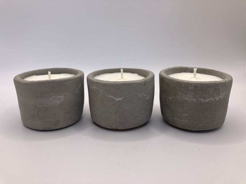 Set of 3 Large Tea Lights - Natural Soy Candles - Grey