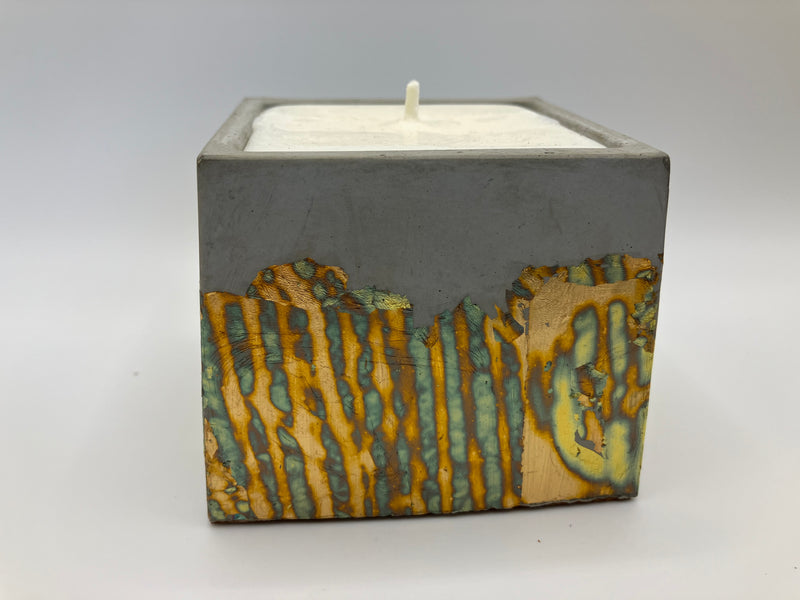 Retro Natural Soy Candle - Square - Metallic Copper, Blue, Green, Purple & Concrete
