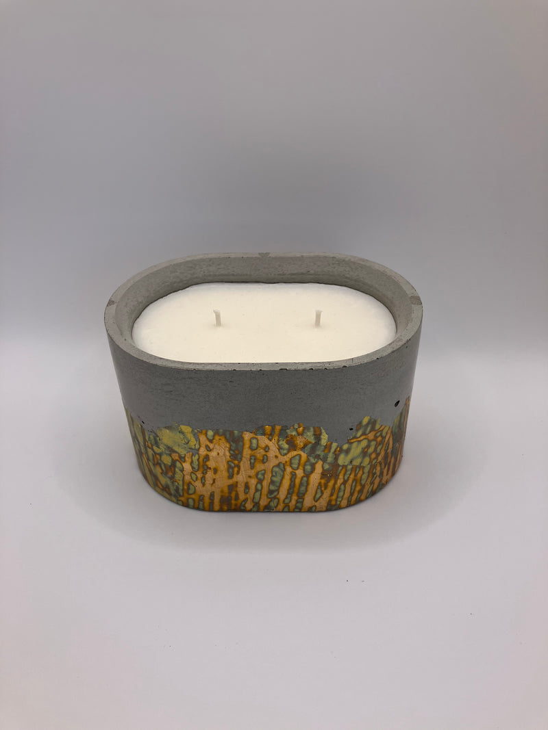 Retro Natural Soy Candle - Oval - 2 Wicks - Metallic Copper, Blue, Green, Purple & Concrete