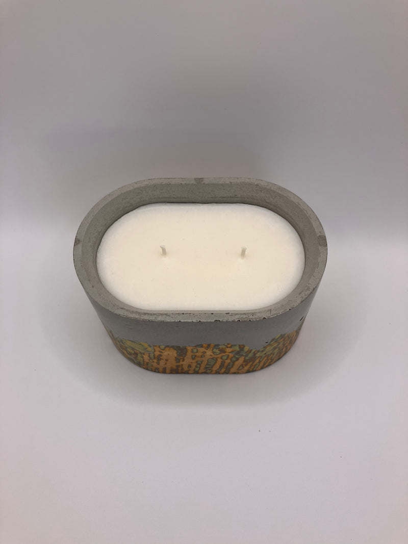 Retro Natural Soy Candle - Oval - 2 Wicks - Metallic Copper, Blue, Green, Purple & Concrete