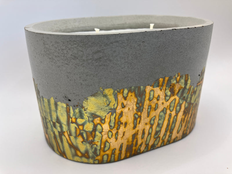 Retro Natural Soy Candle - Oval - 2 Wicks - Metallic Copper, Blue, Green, Purple & Concrete