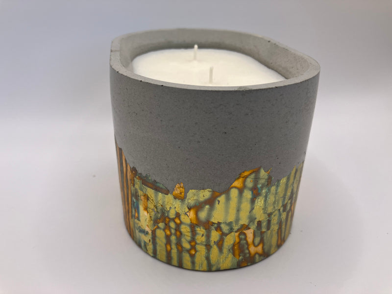 Retro Natural Soy Candle - Oval - 2 Wicks - Metallic Copper, Blue, Green, Purple & Concrete