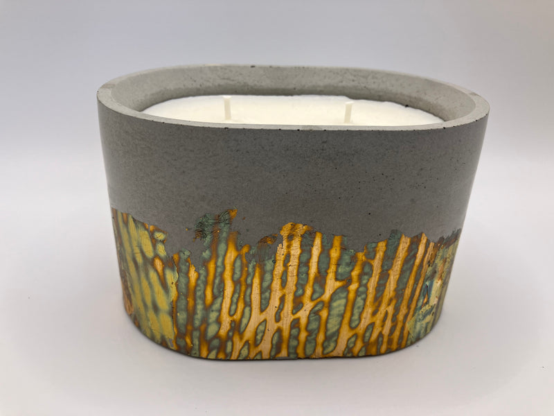 Retro Natural Soy Candle - Oval - 2 Wicks - Metallic Copper, Blue, Green, Purple & Concrete
